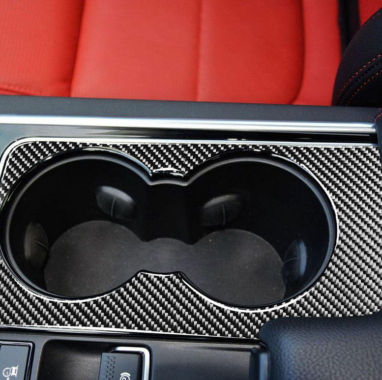 Car Water Cup Holder Panel Cover Trim Carbon Fiber For F-Pace XE XF 2016-2020