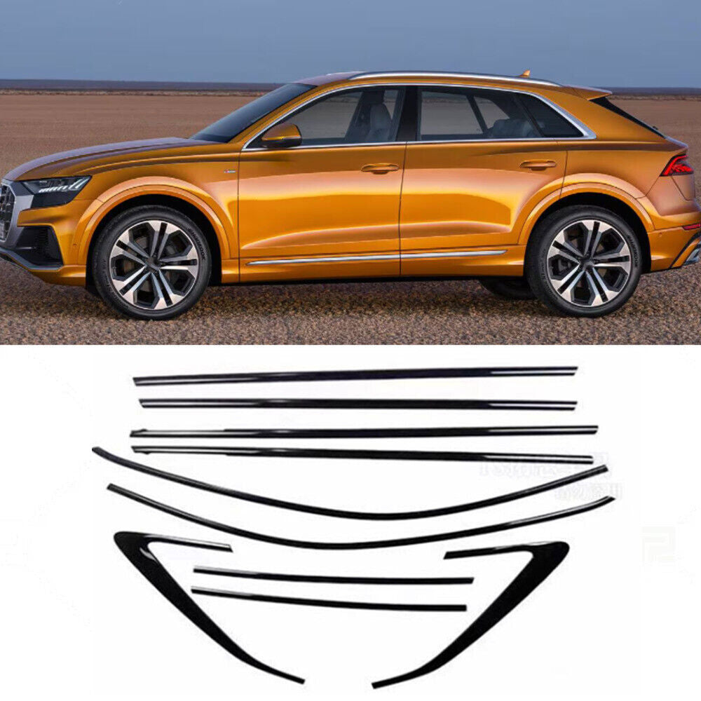 for AUDI Q8 2019-2024 Black Exterior Window Glass Frame Strip Cover Trims Decor