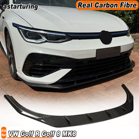 for VW for Golf 8 MK8 R 2021-2024 REAL Carbon Front Bumper Chin Lip Splitter Spoiler