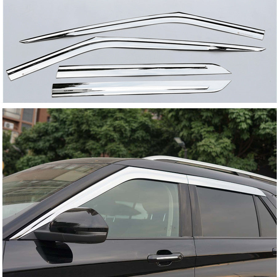 Chrome Door Window Vent Visor Sun Rain Deflector Guard for Ford Explorer 2020-24