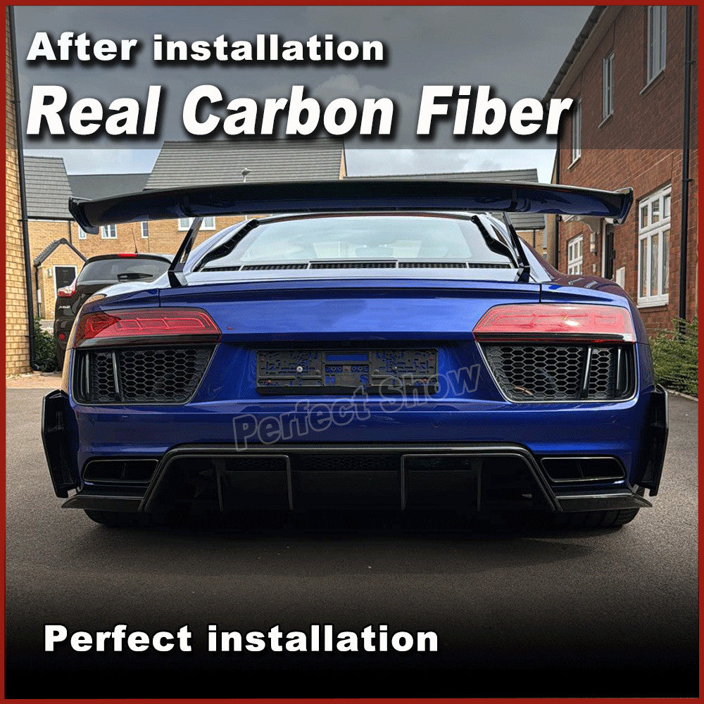 for Audi R8 V10 2Door 16-18 Real Carbon Rear Bumper Fins Splitters Apron Flaps