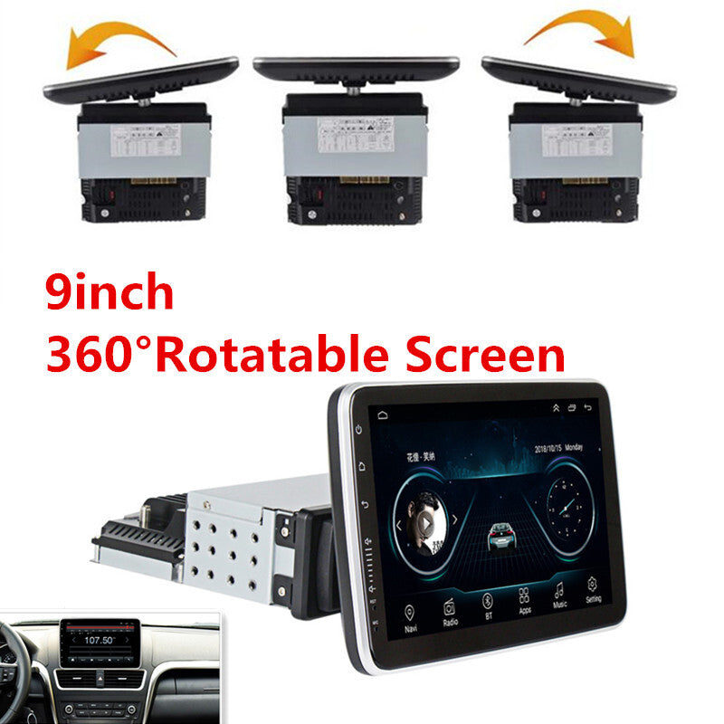 Car Rotation IPS Screen 9in Android GPS Player Radio Stereo BT Multimedia 1+16G
