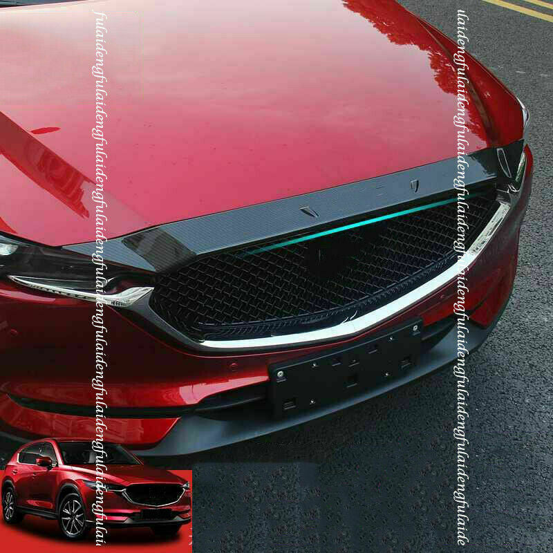 for Mazda CX-5 2017-21 Carbon Fiber Front Engine Hood Grille Bonnet Strip Cover