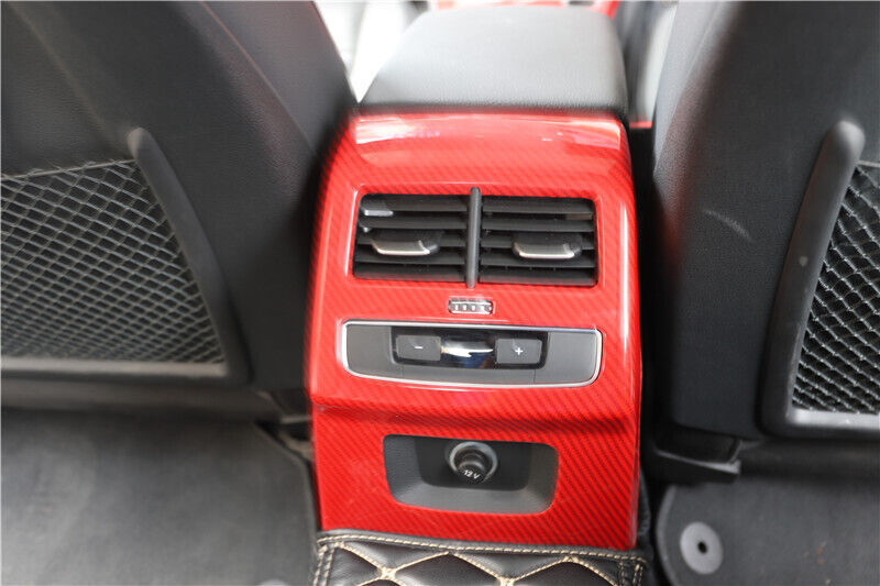Inner Rear Air Outlet Vent Frame Trim Fit for Audi A5 2017-2019 Red Carbon Fiber