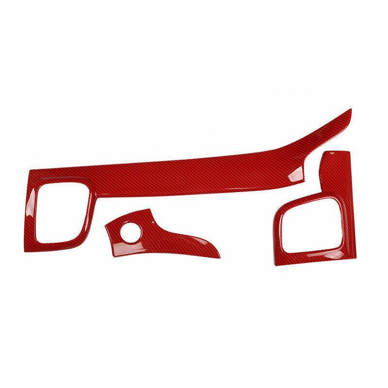 3x for Jeep Grand Cherokee 2011-21 Control Dashboard Panel Trim Red Carbon Fiber