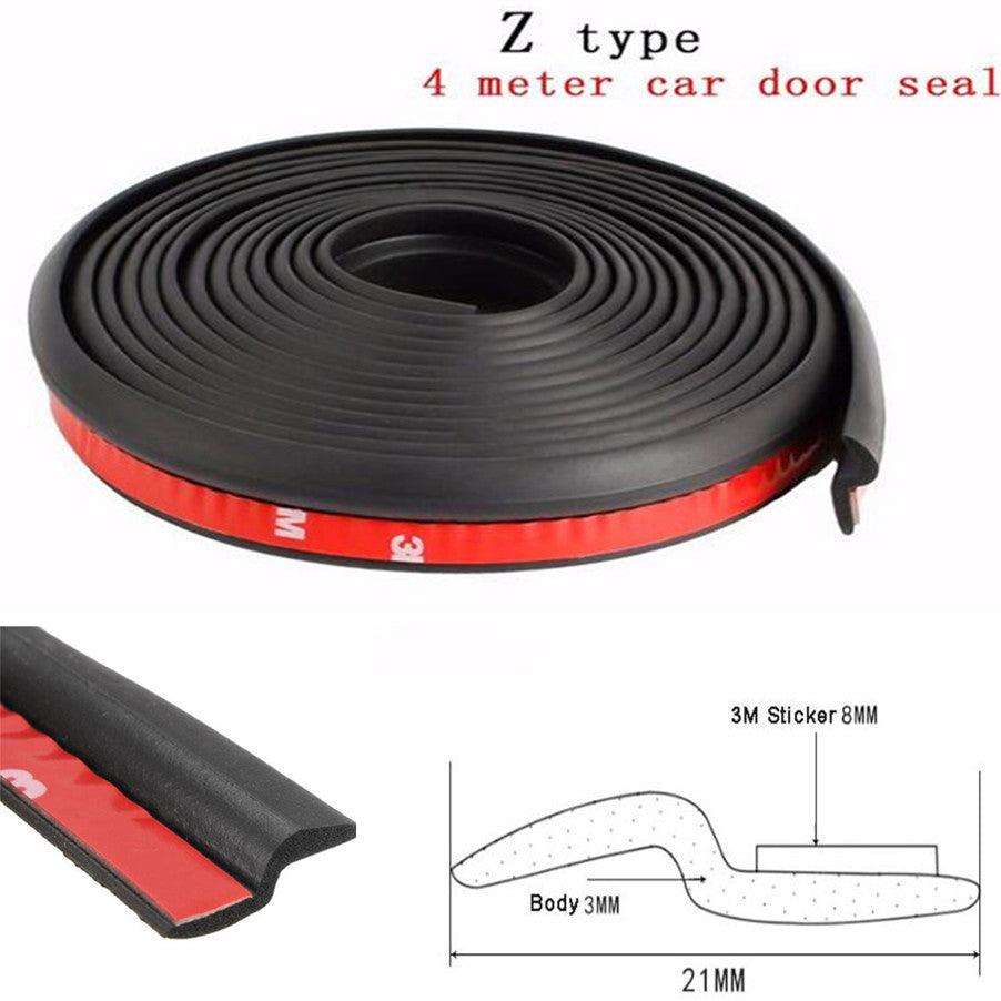 Car Black Z-Shape 4M Vehicles Window Rubber Sealing Weather Strip Sticker Pad