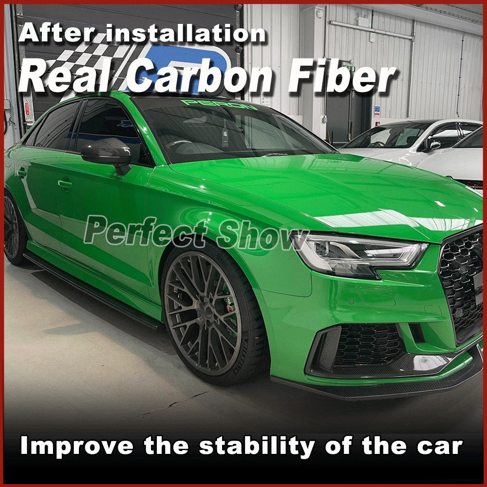 for Audi A3 Sline S3 Sedan 2014-2020 REAL Carbon Side Skirts Bumper Lip Spoiler
