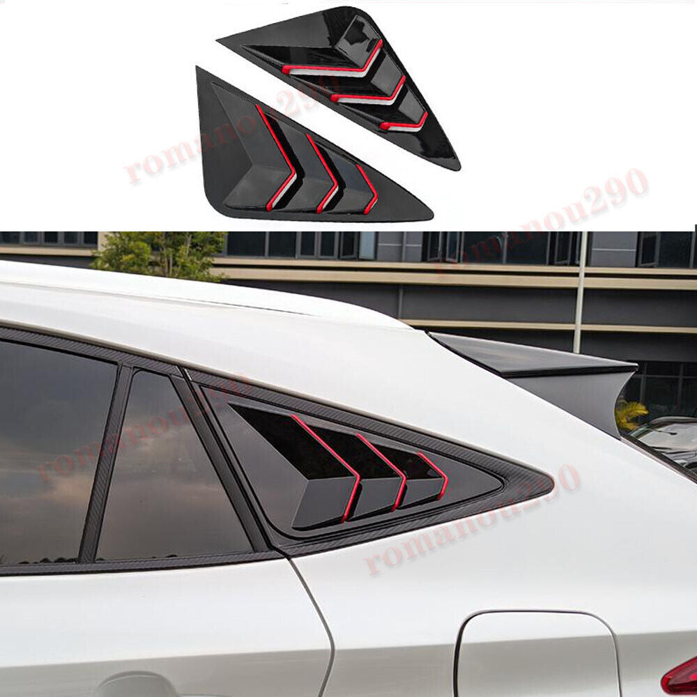 for Toyota Venza 2021-2023 Red+Glossy Black Rear Window Side Scoop Louver Covers