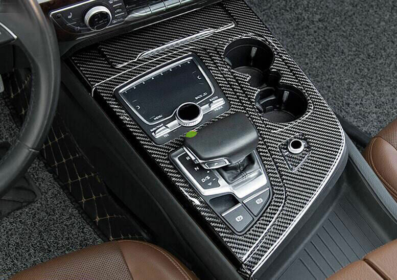 for Audi Q7 2016-19 Real Carbon Fiber Gear Box ShiftCup Holder Panel Cover Trim