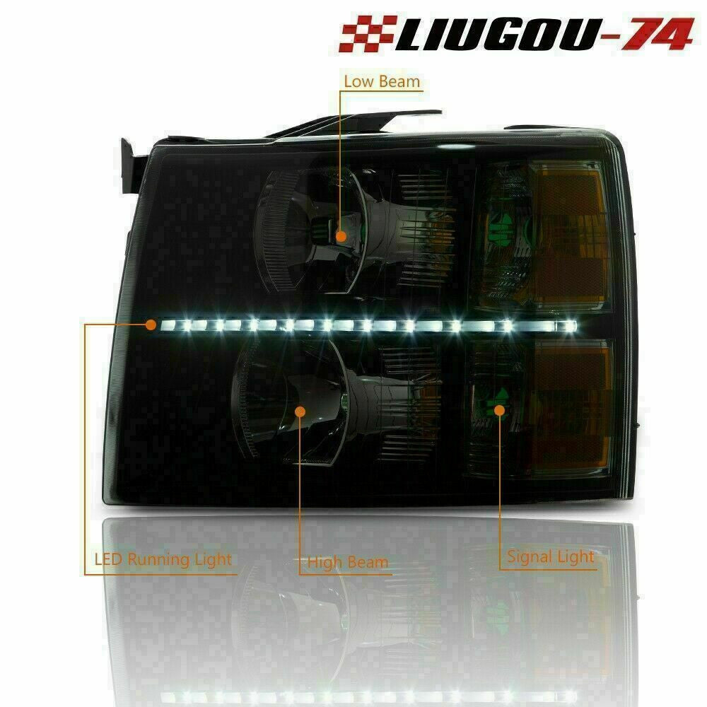 Suitable for 07-13 for Chevrolet Silverado LED DRL strip smoke light, amber corner light (USA)