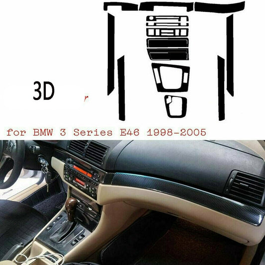 Interior Dash Wrap Trim For 3 Series E46 1998-2005 Carbon Fiber 3D Sticker