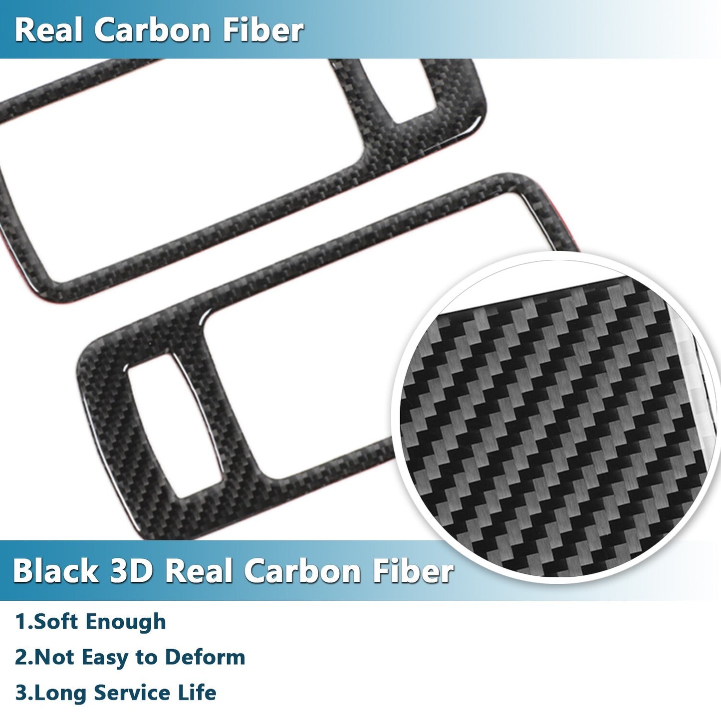 2PCS Carbon Fiber Inner Door Handle Cover Panel Trim for Ford for Mustang 2009-2013