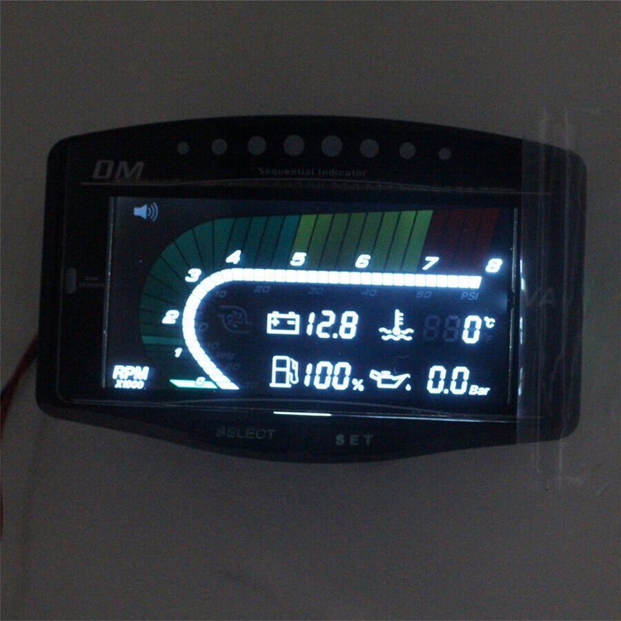 Multifunction Car Digital Gauge Oil Pressure Volt Temp Fuel Tachometer Indicator