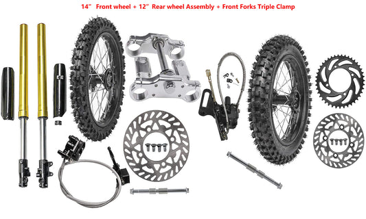 Front fork + 60/100-14 80/100-12 tire grooves bicycle 14-inch 12-inch wheels SSR CRF110 TTR110