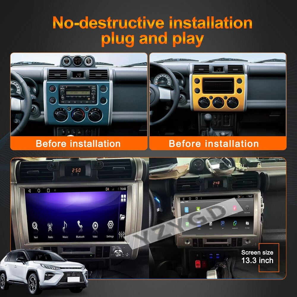 Android 13.3for Toyota FJ Cruiser 2007-2021 Car Radio Stereo Receiver Screen