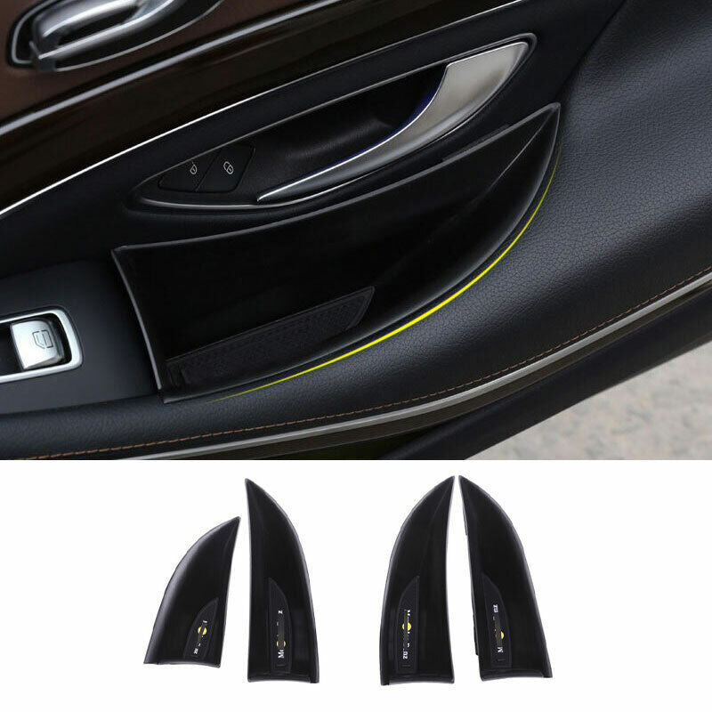 4P Fit for Benz S-Class 2014-2020 Black Car Interior Door Storage Box Cover Trim
