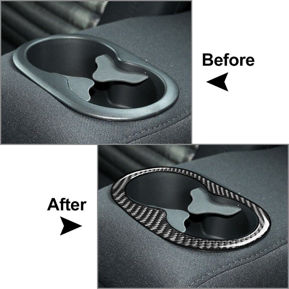 Carbon Fiber Rear Water Cup Holder Cover Trim for Dodge for Challenger 2015-2023 19
