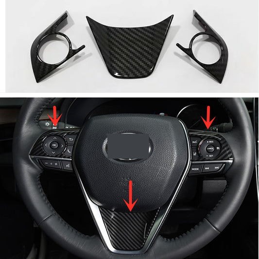 3-piece carbon fiber steering wheel trim set suitable for 2021 and 2022 for Toyota Venza.