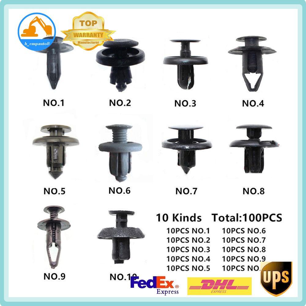 100 Plastic Fastener Clips Car Bumper Fender Auto Trunk Screw Rivets Set