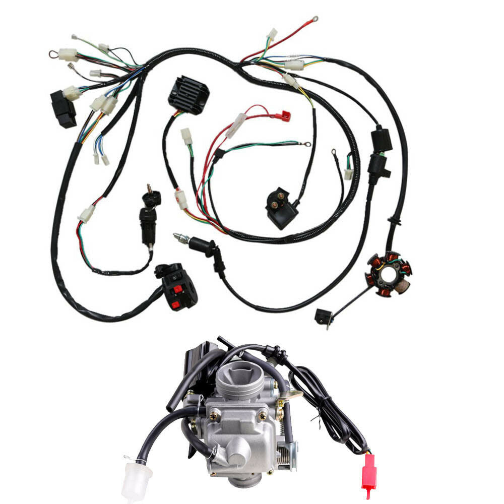 Carburetor Wiring Harness Electrics Stator For GY6 125cc 150cc ATV Quad Go Kart