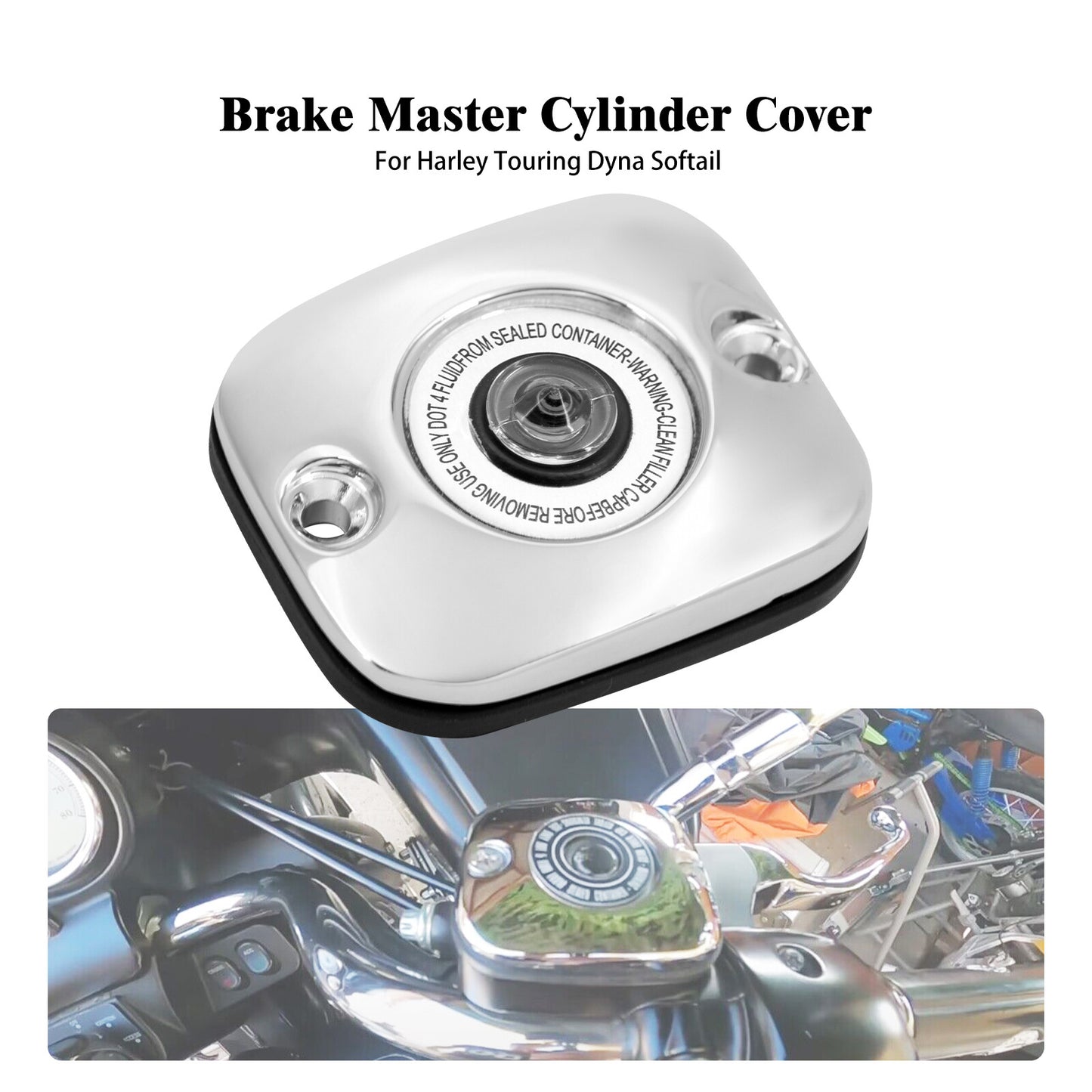 Chrome Front Brake Master Cylinder Cover Fit for Harley Touring 05-07 Dyna 06-17
