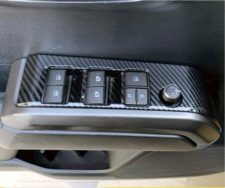 Carbon fiber interior window switch panel cover trim for Toyota Tacoma 2016 - 2023