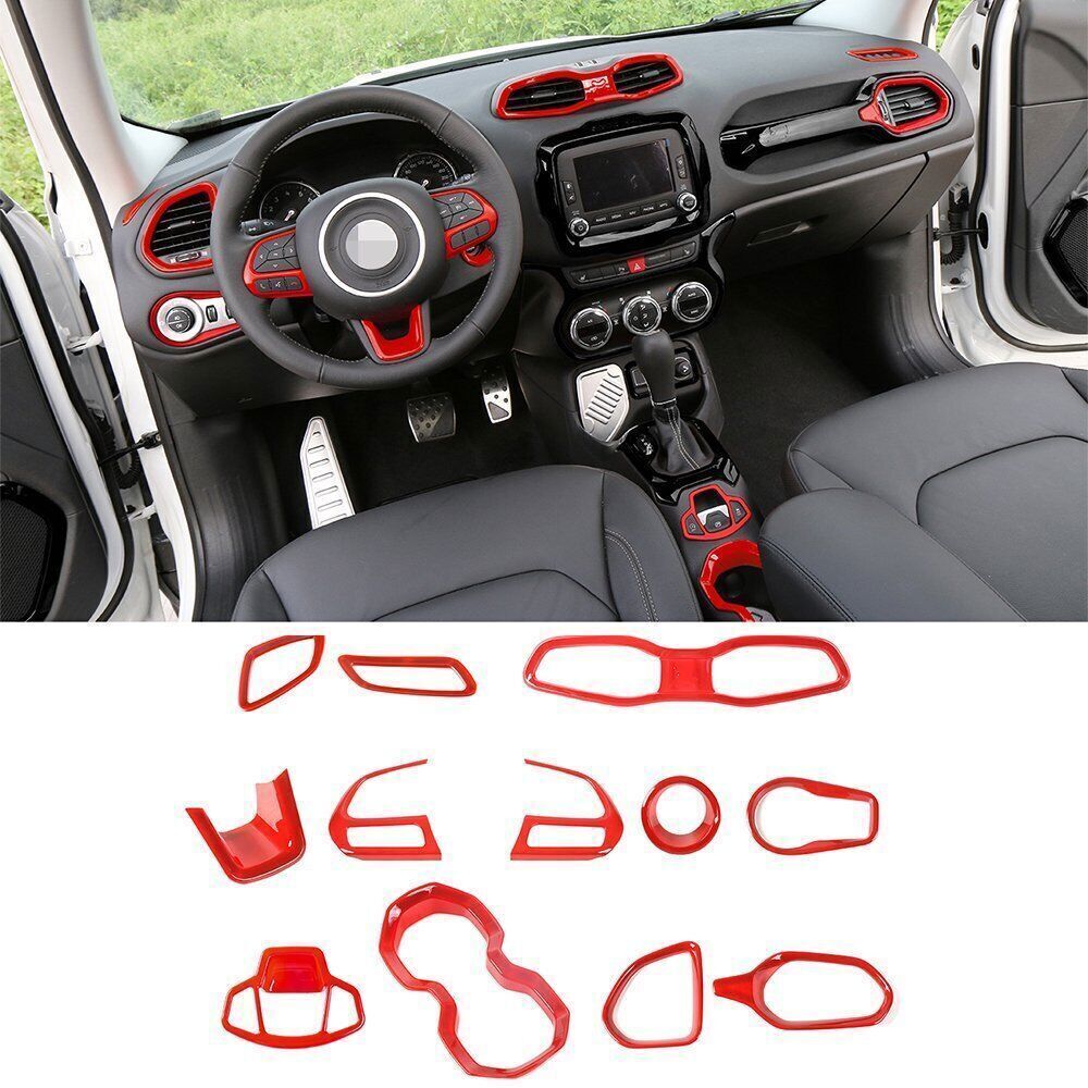 for Jeep Renegade 2016-2023 ABS Red Interior Accessories Full Kit Decor Trim 12x