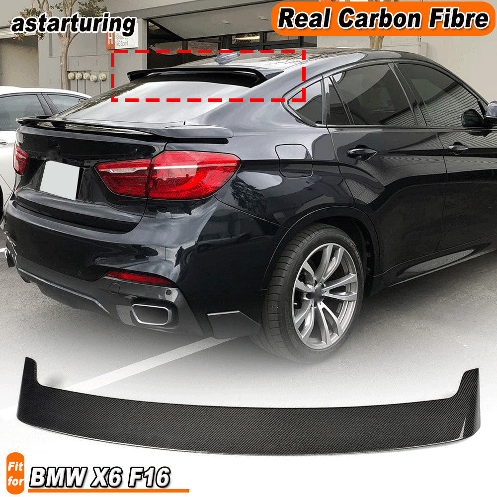 for BMW X6 F16 F86 X6M 15-18 REAL Carbon Rear Roof Spoiler Top Window Wing Lip