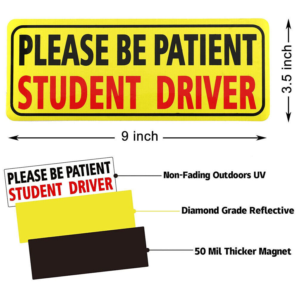 3 Pcs Car Bumper Sticker Decal Student Driver Magnet Car Signs Please Be Patient
