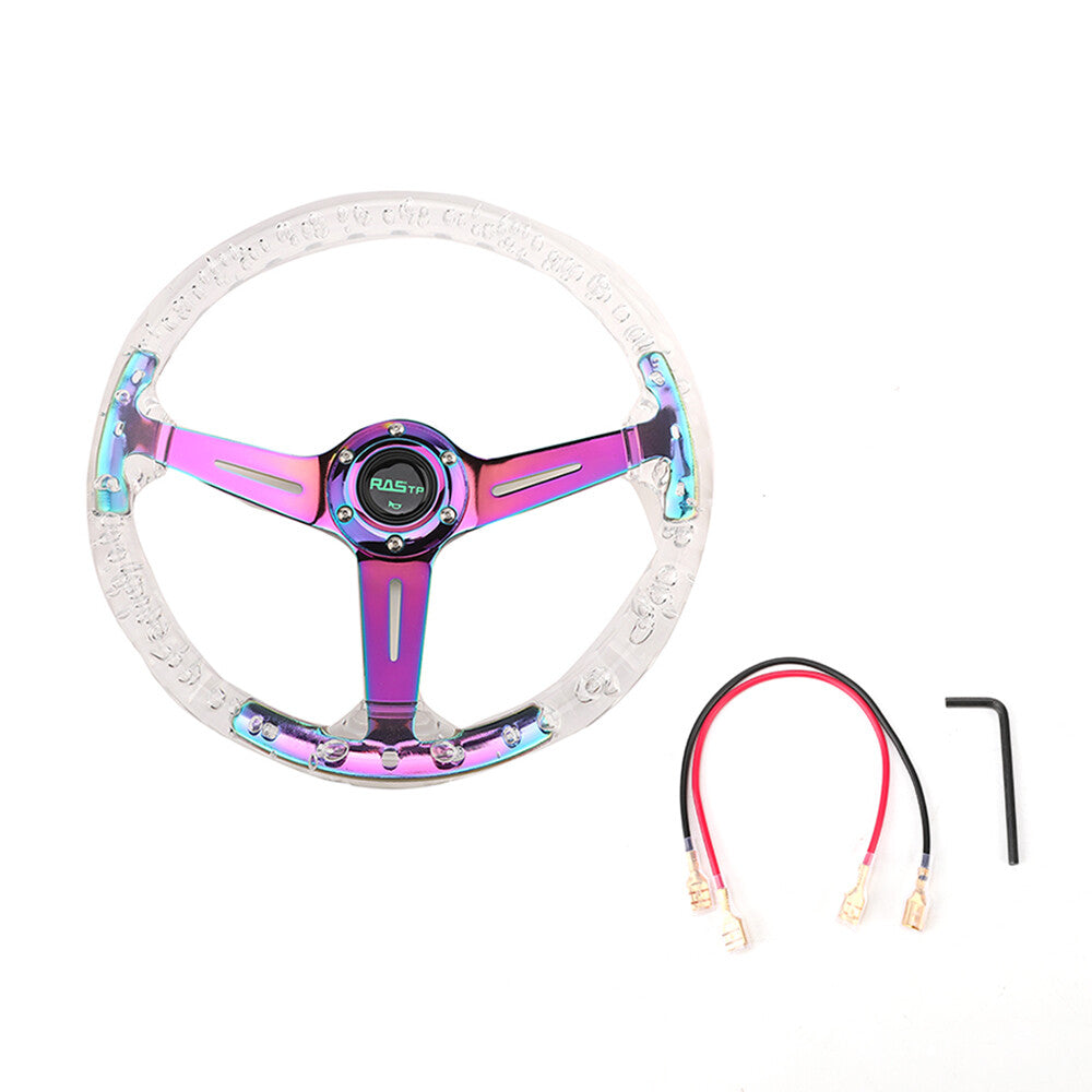 Transparent Colorless Acrylic 350mm 14In Racing Sports Steering Wheel Neo Chrome