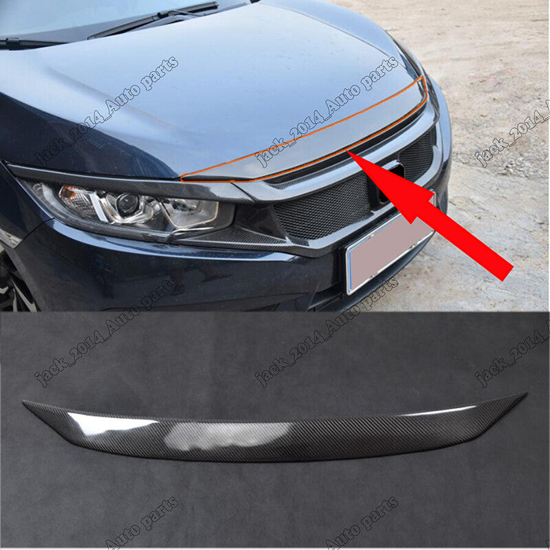 FOR 2016-21 for HONDA for CIVIC Si CARBON FIBER FRONT HOOD BUMPER UPPER TRIM NOSE COVER