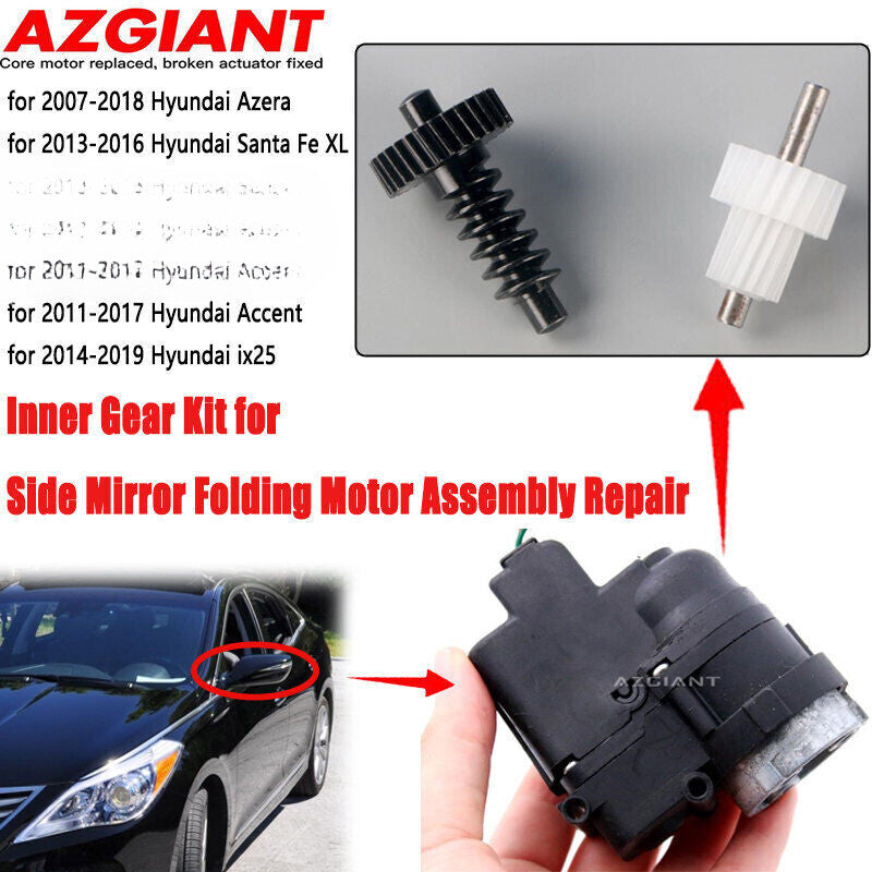 2-Piece Car Side Mirror Folding Motor Gear Kit for 2013-2016 for Hyundai Santa Fe XL