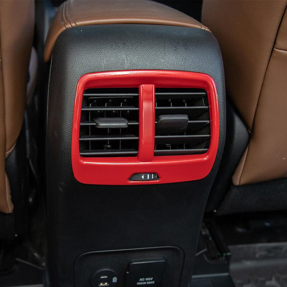 Suitable for 2021-2024 for Ford for Mustang Sport ABS, Red Interior Rear Air Conditioning Socket Vent Cover Trim