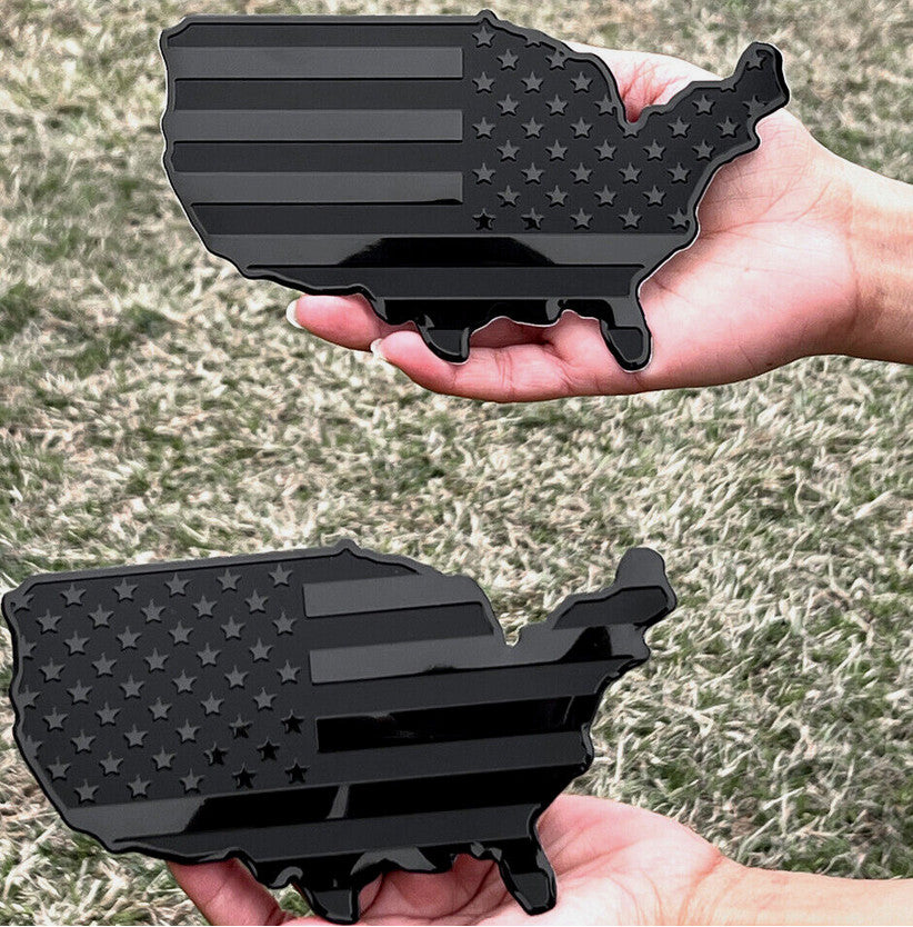 Black American flag map sticker for Chevrolet side fenders and trunk