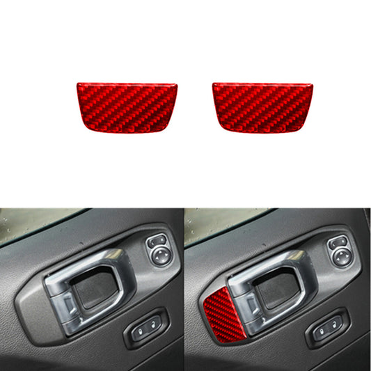 Red carbon fiber front door handle trimming for Jeep for Wrangler JL 2018 + gladiator 2020 +