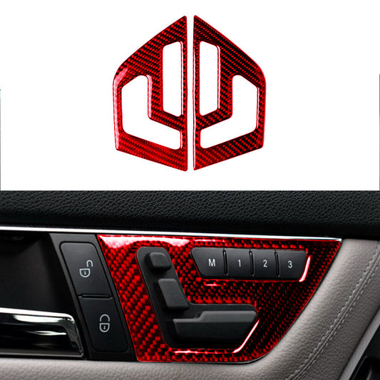 Red Carbon Fiber Door Buckle Trim for Mercedes-Benz W204 2007-10 Type B