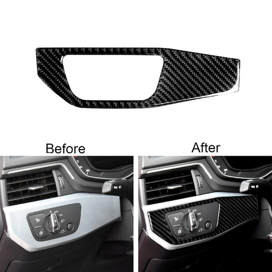 for Audi for A4 B9 2017-2019 Carbon Fiber Headlight Switch Panel Cover Trim Sticker