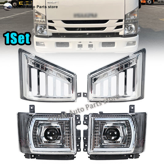 Kit for Isuzu 700p trucks: Heavy-duty turn signal, driving signal, LED headlights.