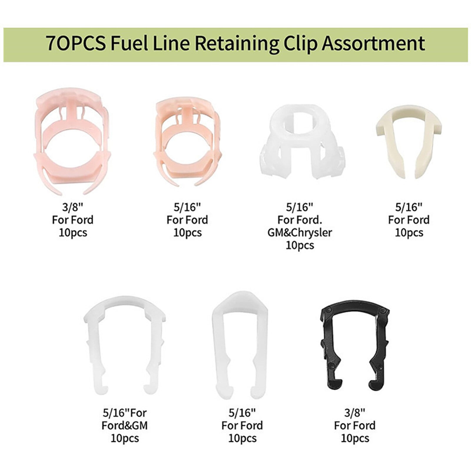 70 Fuel Line Retainer Clip Assortment Connections for Ford Car Accessories