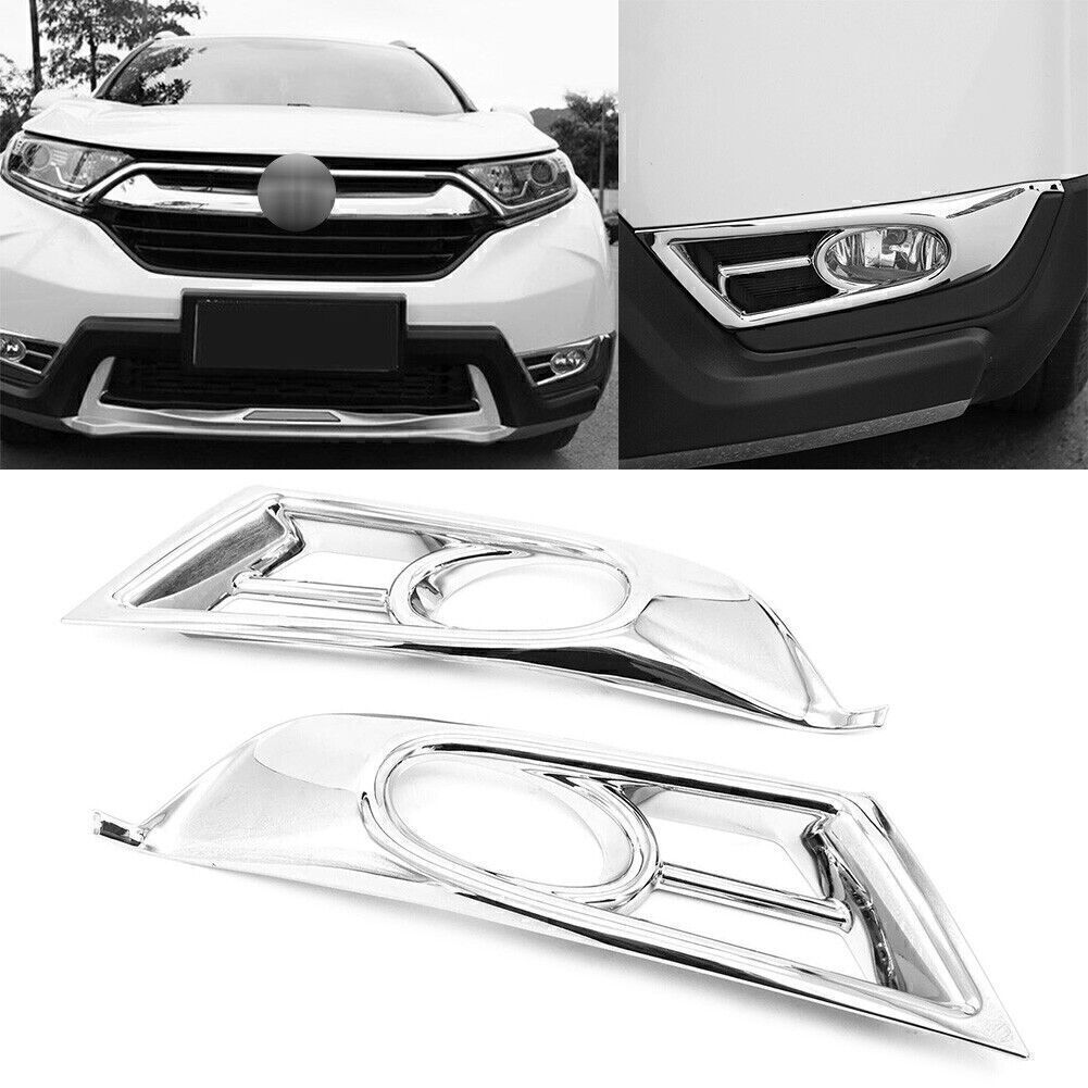 Pair Front Fog Light Cover Trim Decoration Fit for Honda CRV CR-V 2017 2018 Chrome