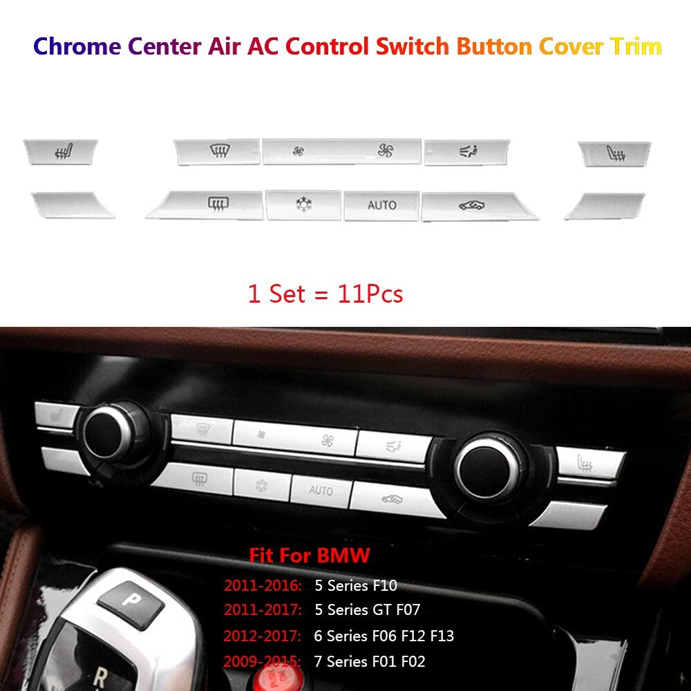 11x for BMW 5 6 7 F10 F07 F06 F01 Car Center Console Air AC Button Cover Sticker