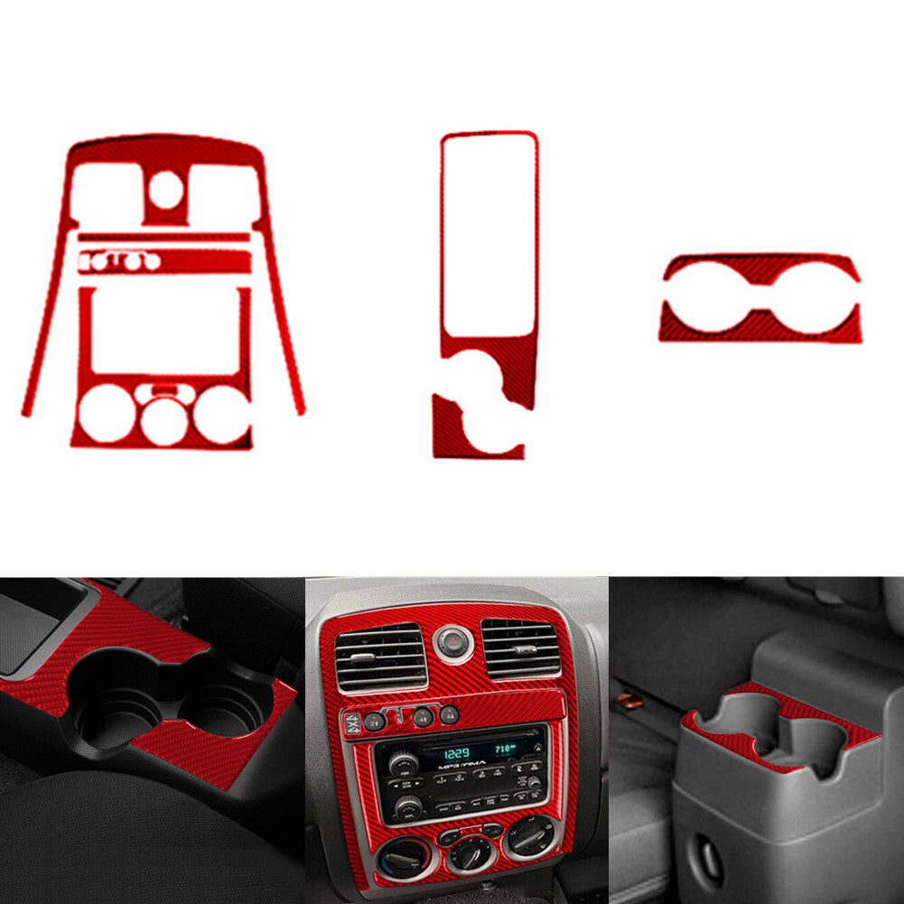 9X Red Carbon Fiber Center Console 4WD Cover Kit For Colorado 04-12/ for Canyon 05-12