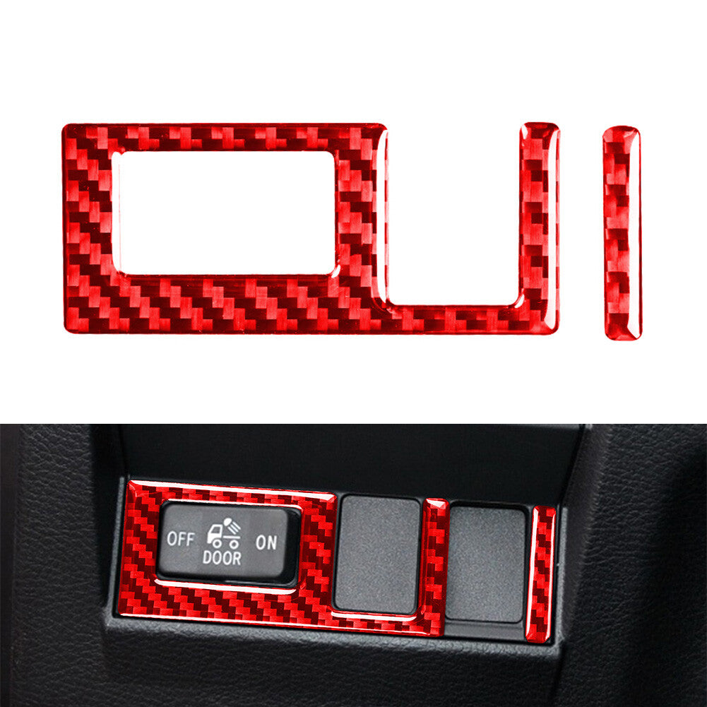 Carbon Fiber Style Head Light Switch Button Cover for Toyota Tundra 2014-21 Red