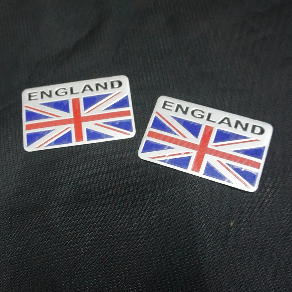 2x ENGLAND Long Flag Metal Emblem Decal Badge Sticker Car Engine UK U.K.3D Motor