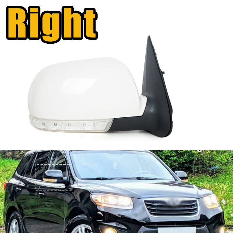 Right Rearview Mirror for Hyundai Santa Fe 2.4L 2.7L 07-12 8PINS With Lamp White