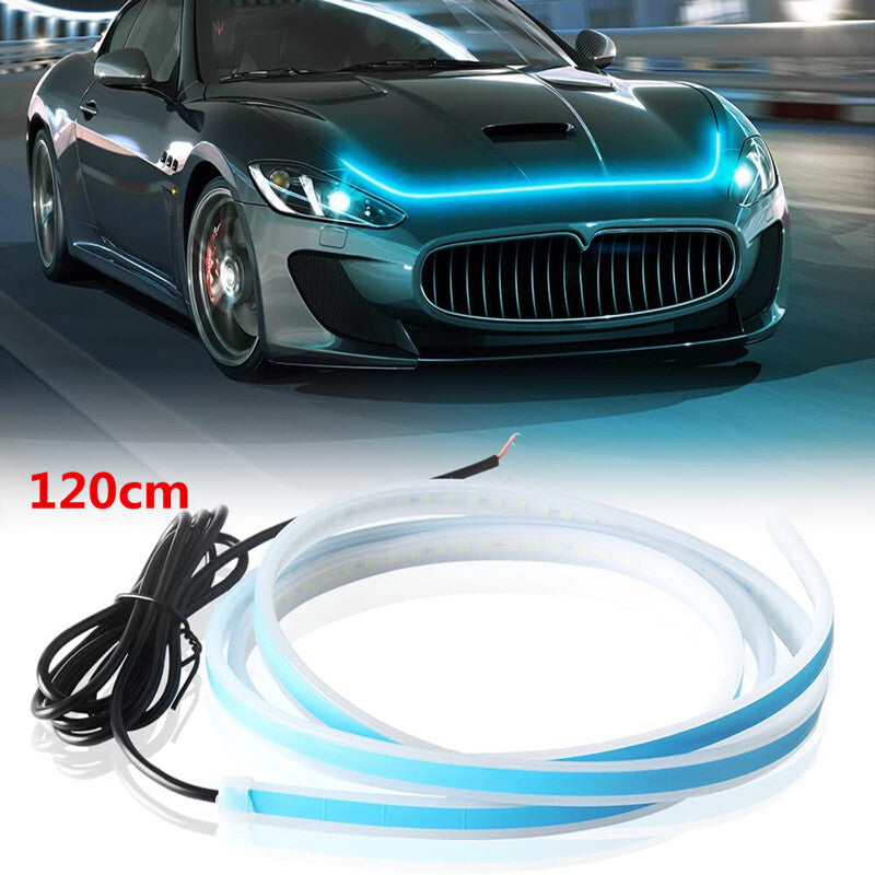 1Pc Car Ice Blue LED Atmosphere Lamp DRL Engine Hood Daytime Running Light Strip