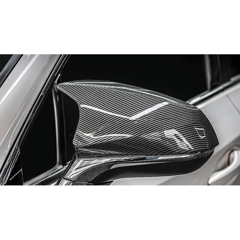 Carbon Style ABS Horn Side Rearview Mirror Cover Trims for LEXUS NX RX 2017-2023