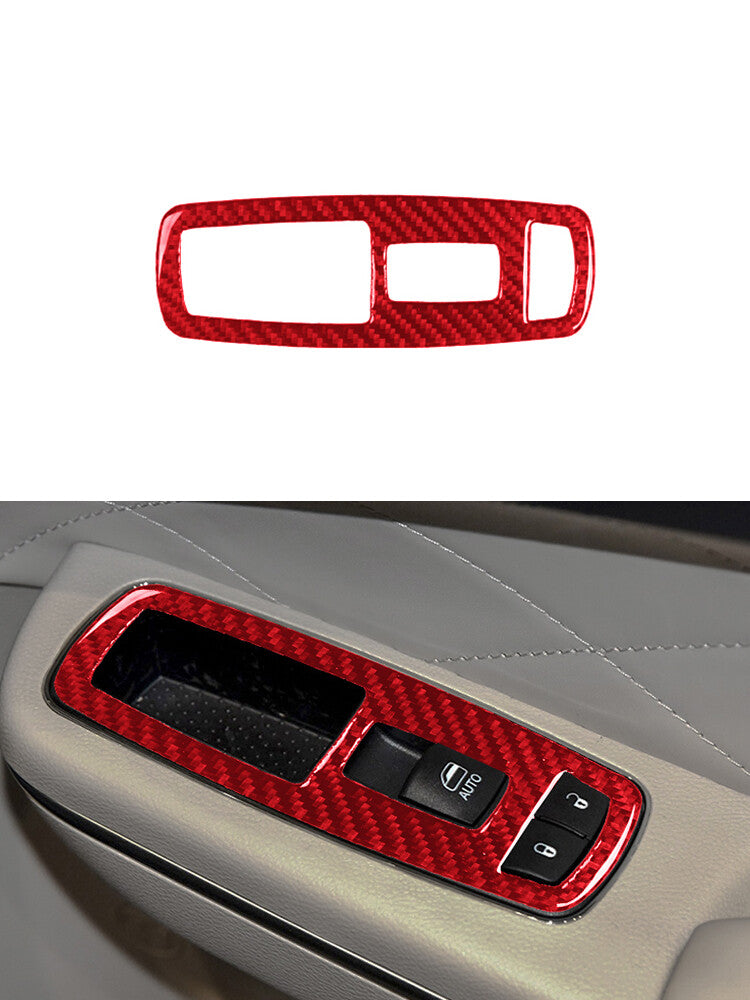for Chrysler 300 2015-2017 Passenger Wndow Switch Button Trim Carbon Fiber Red
