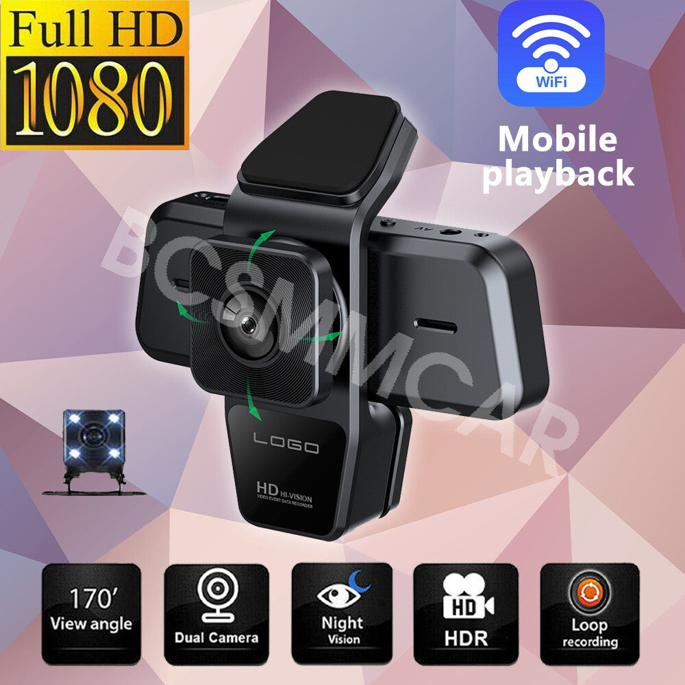 Dual Lens Car Dash Cam HD 1080P Front/Rear/Inside Video Recorder Camera G-Sensor