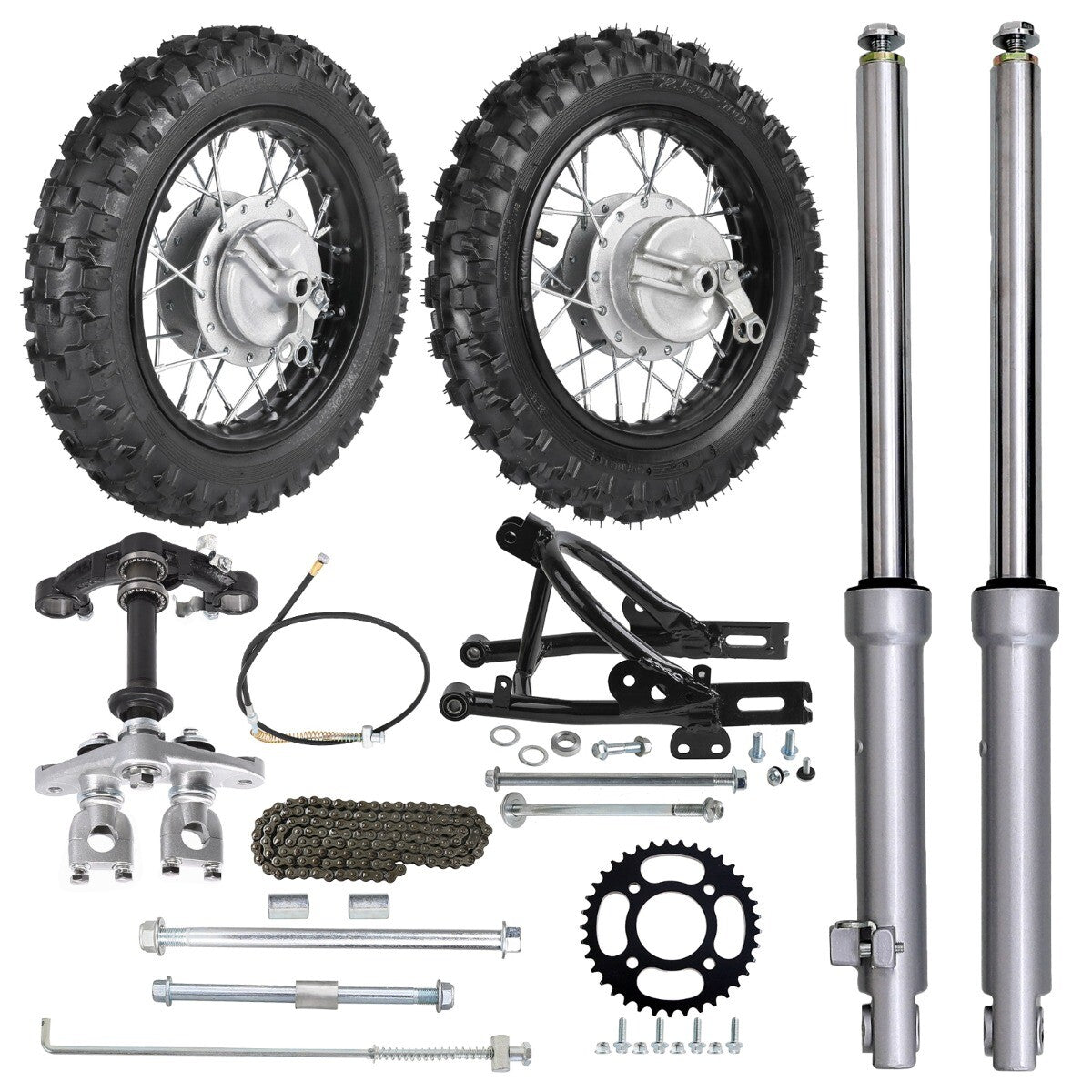 10-inch front fork, 2.50-10 drum brake, swingarm, CRF50 off-road bike, cooler 70